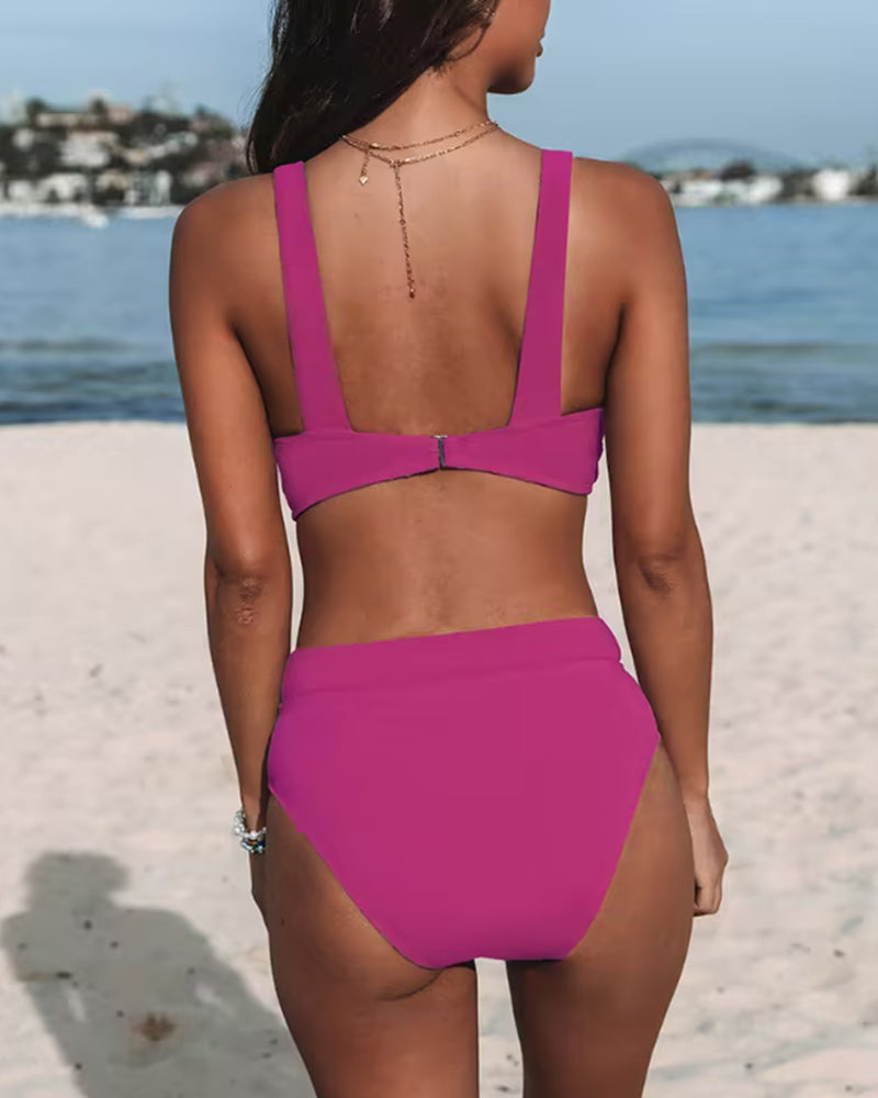 Solid Color High Waist Bikinis