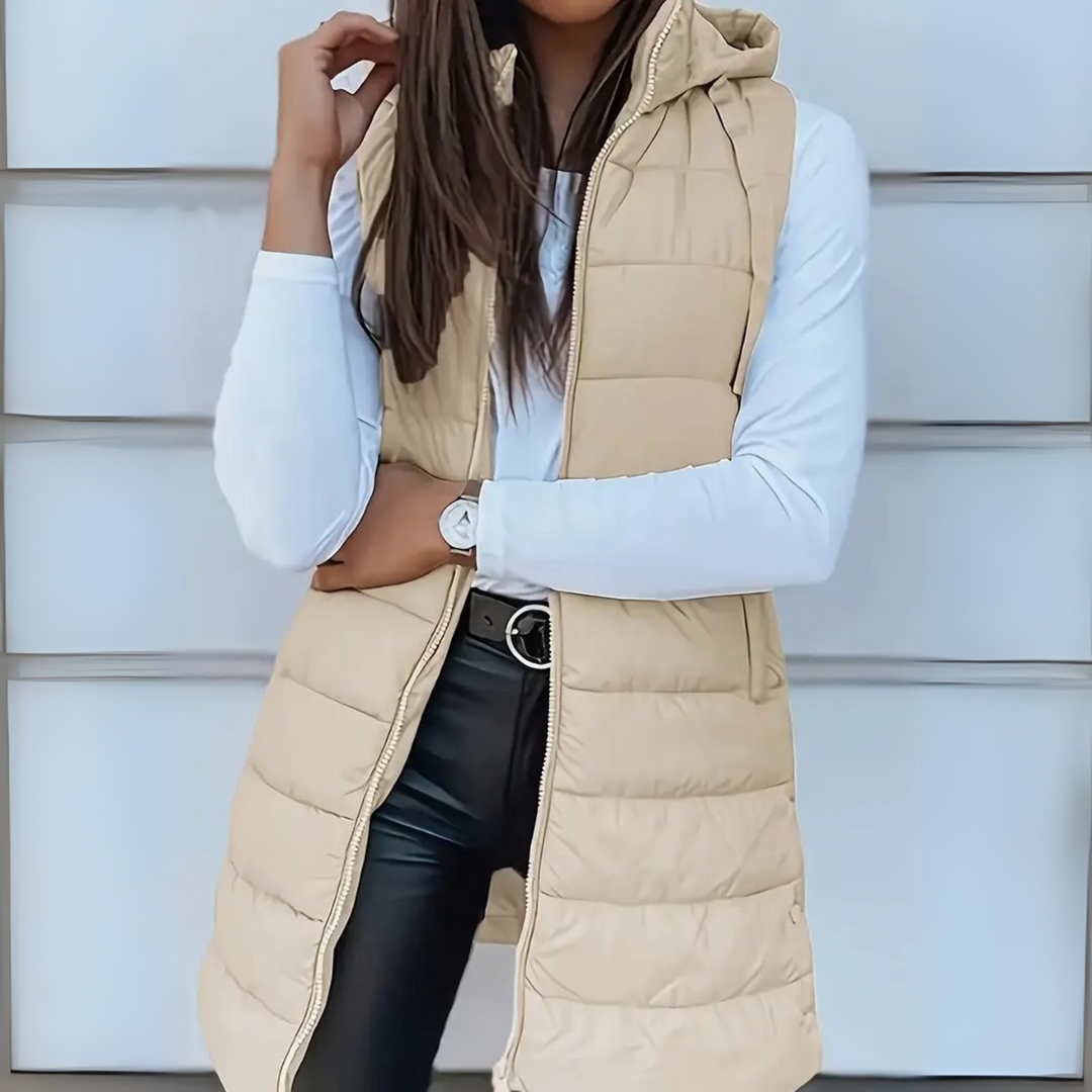 Rain | Casual Sleeveless Hooded Long Vest
