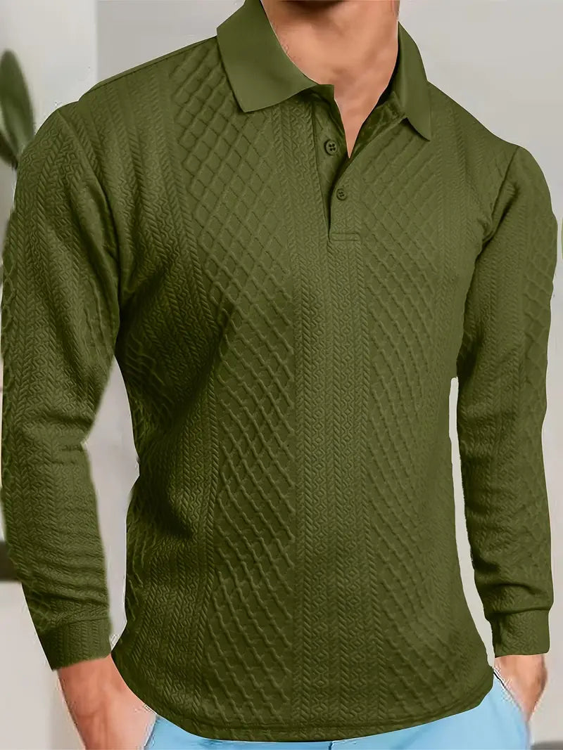 Benoit | Textured T-Shirt with Jacquard Collar