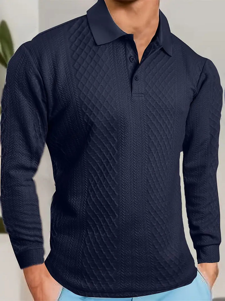 Benoit | Textured T-Shirt with Jacquard Collar