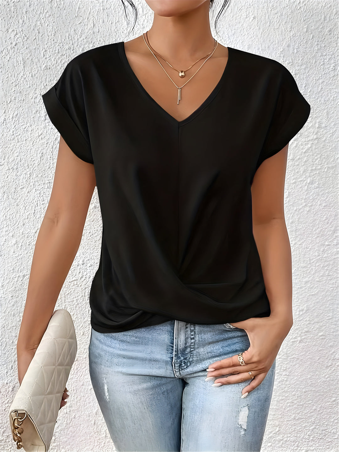 Kathrina | Elegant Twist-Front V-Neck Top