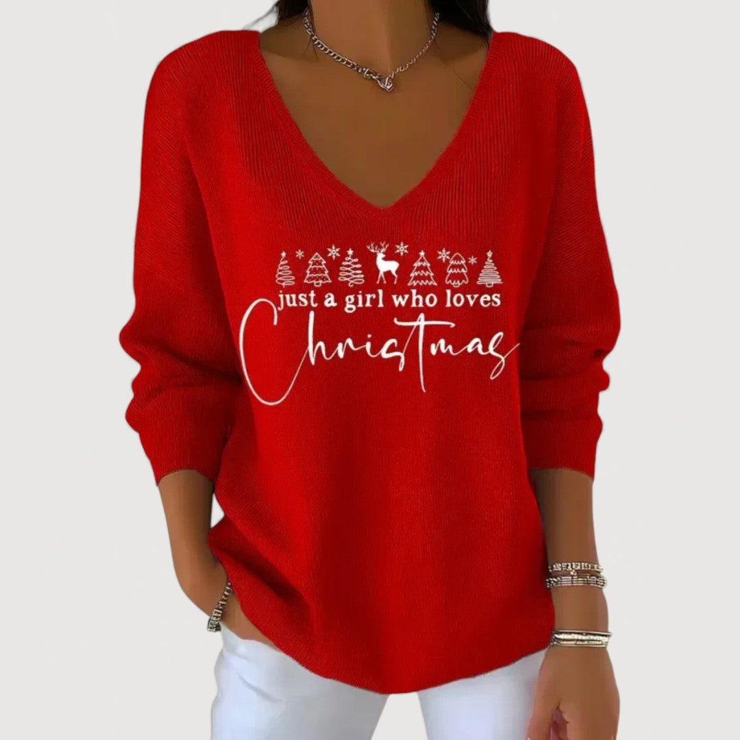 Alina | Festive V-Neck Long-Sleeve Top