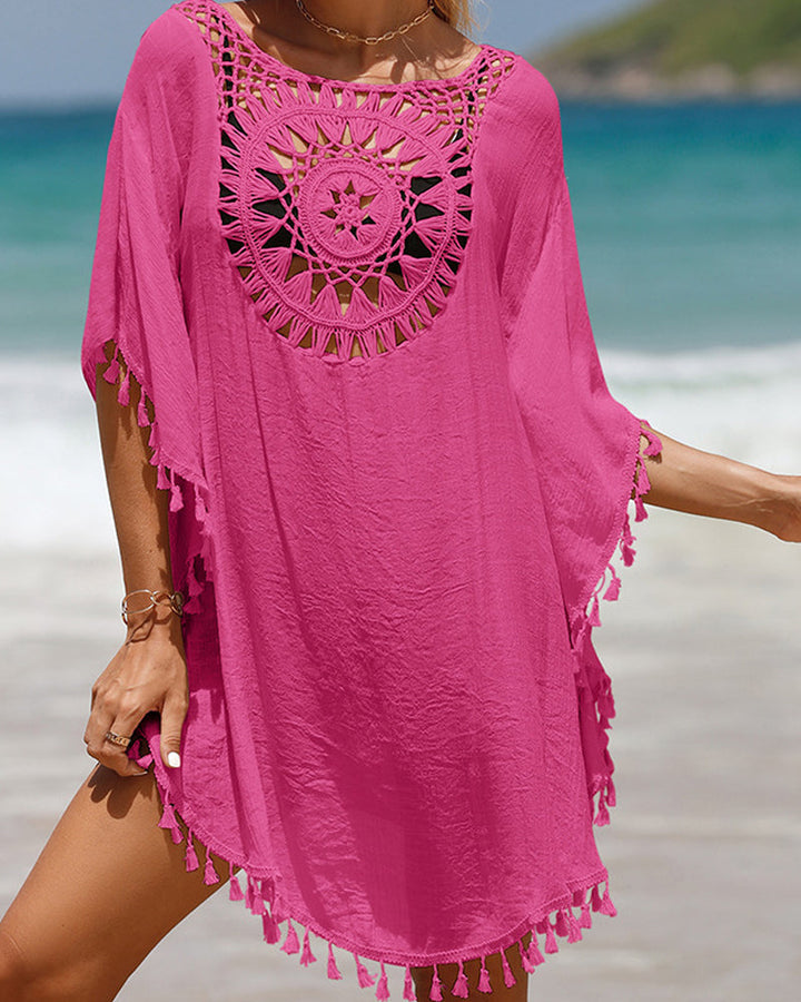 Beach Cover-Up with Pom Poms