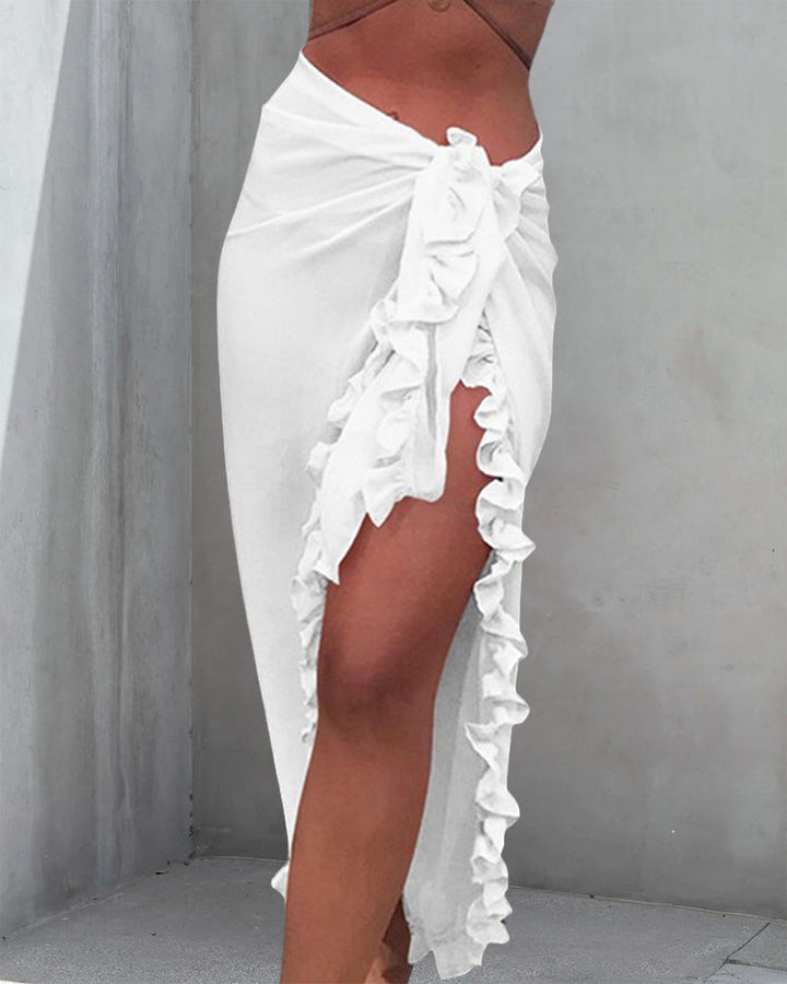 Solid Color Ruffled Cover-Up