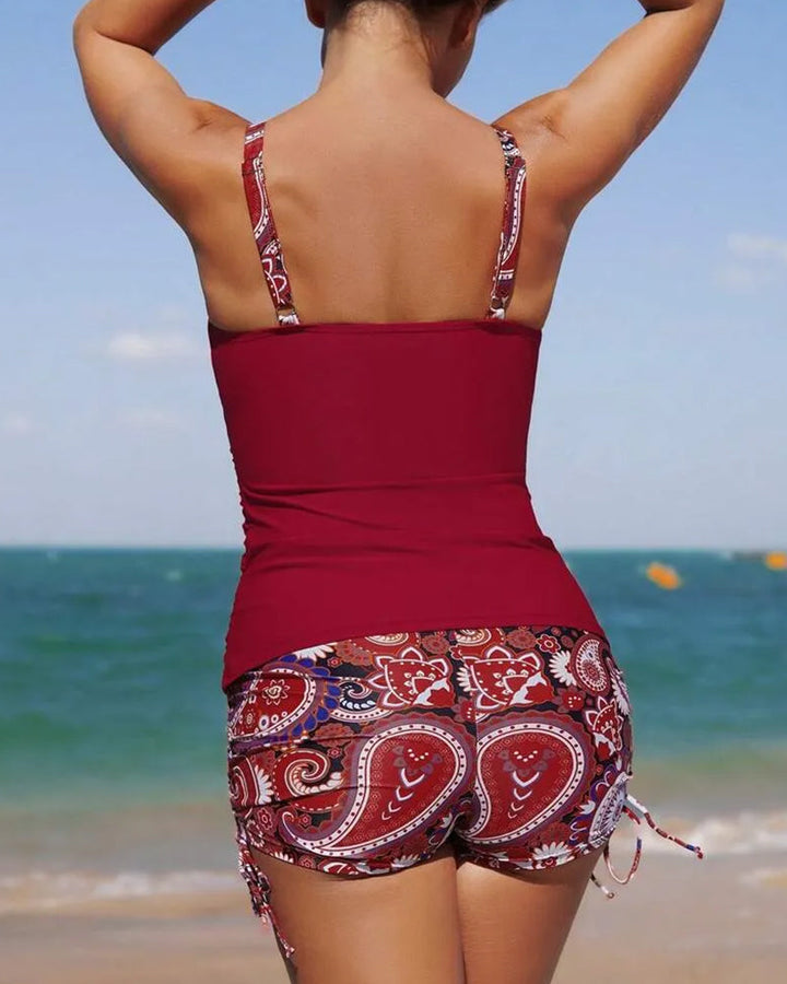 Casual Printed Swimwear Tank Top Two-Piece Shorts