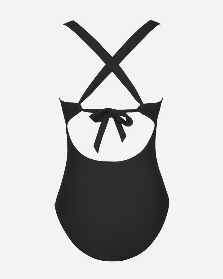 Solid Color One-Piece Swimsuit with Straps