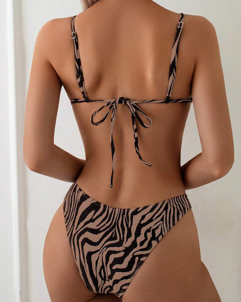 Sexy Lace Zebra Print Bikini
