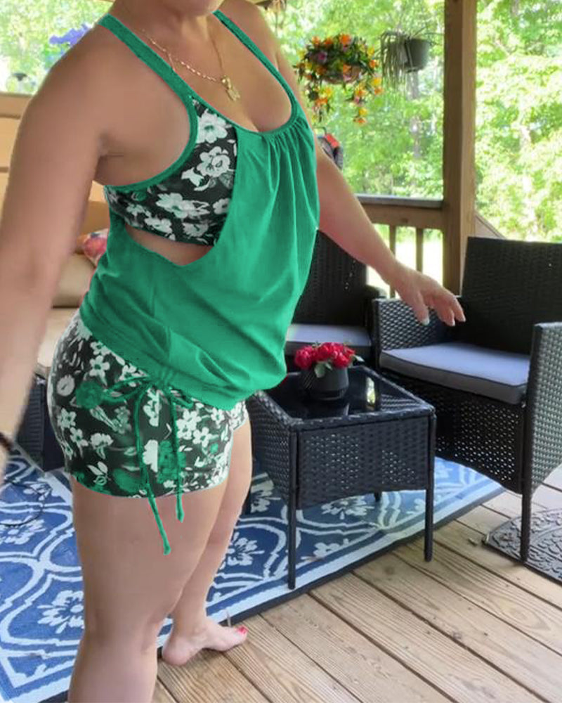 Printed Swimwear with Boxer Straps