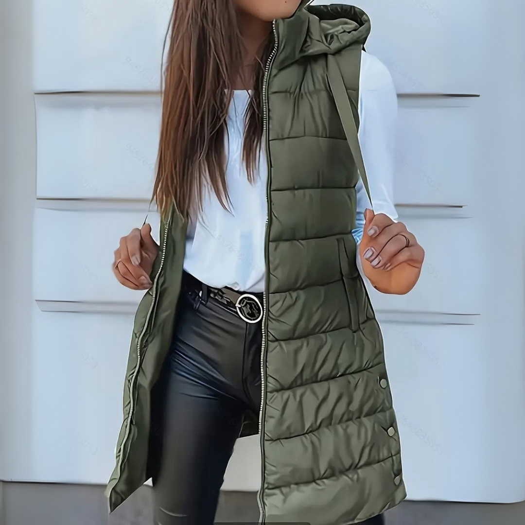 Rain | Casual Sleeveless Hooded Long Vest