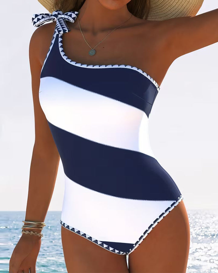 Striped Color Block One-Piece