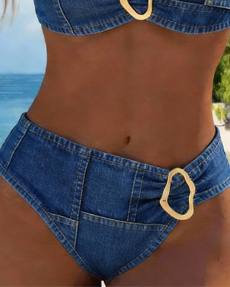 Bikini Suspender with Metal Loop Two-Piece
