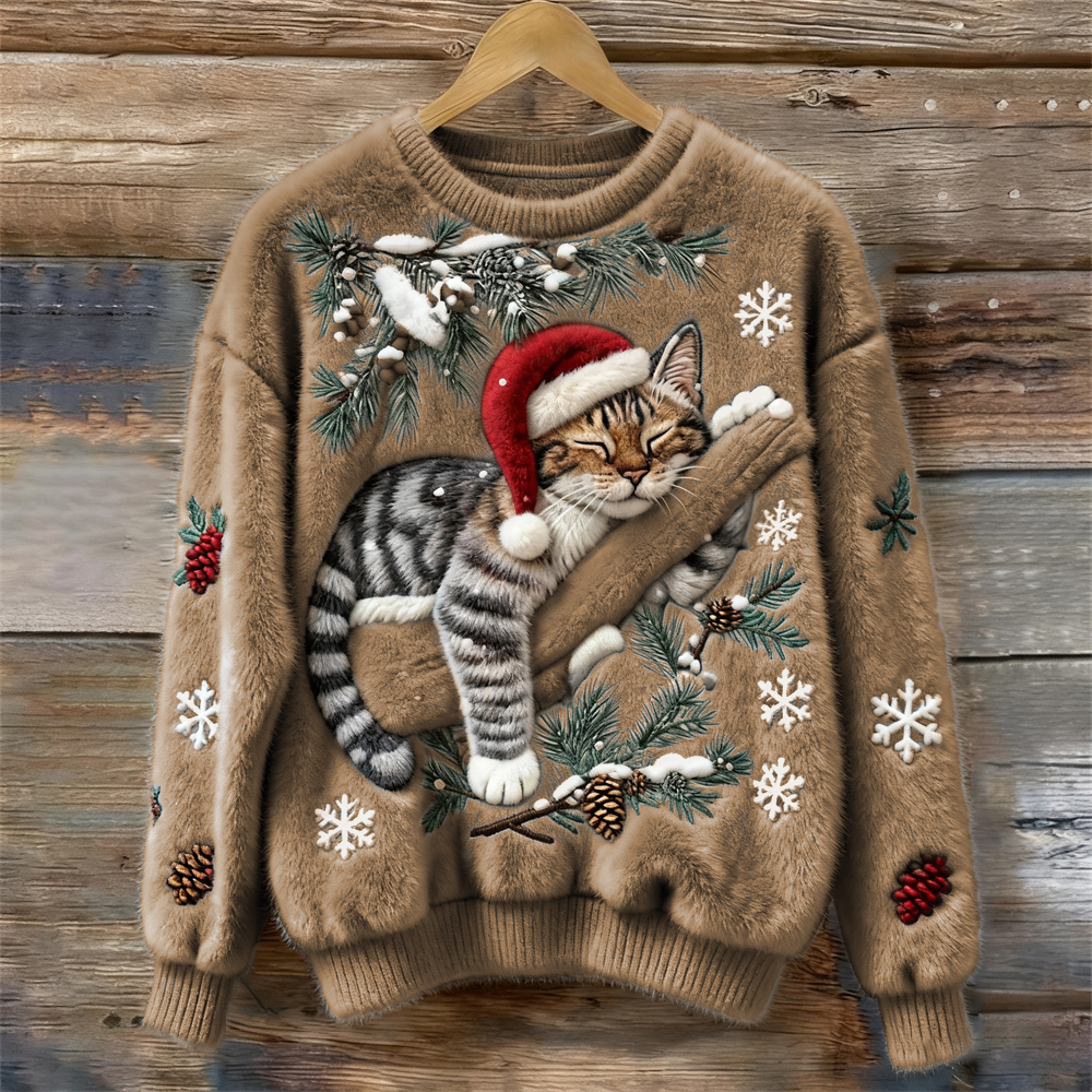 Nevita™ | Soft Christmas Sweater with Festive Cat