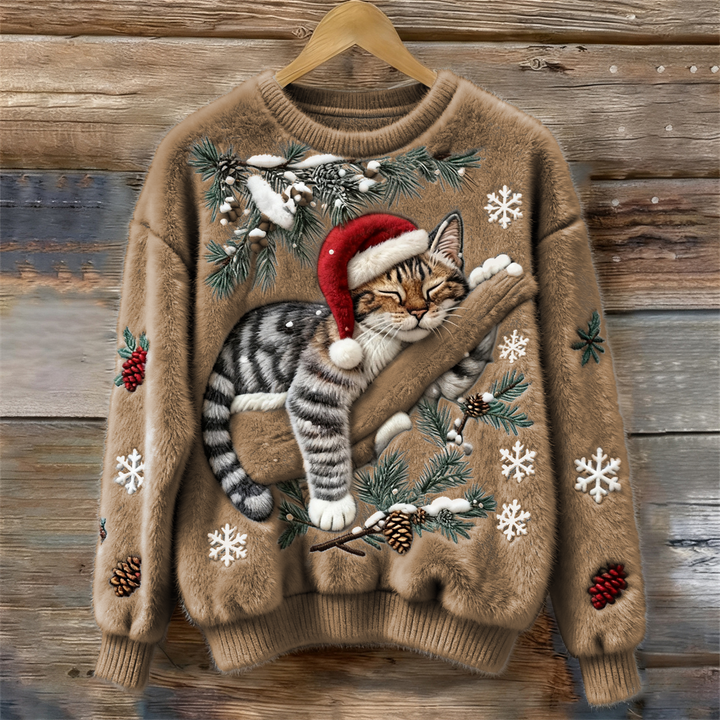 Nevita™ | Soft Christmas Sweater with Festive Cat