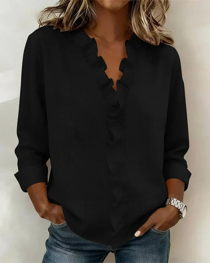 Susan | Ruffled V-Neck Blouse