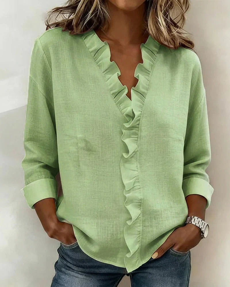 Susan | Ruffled V-Neck Blouse