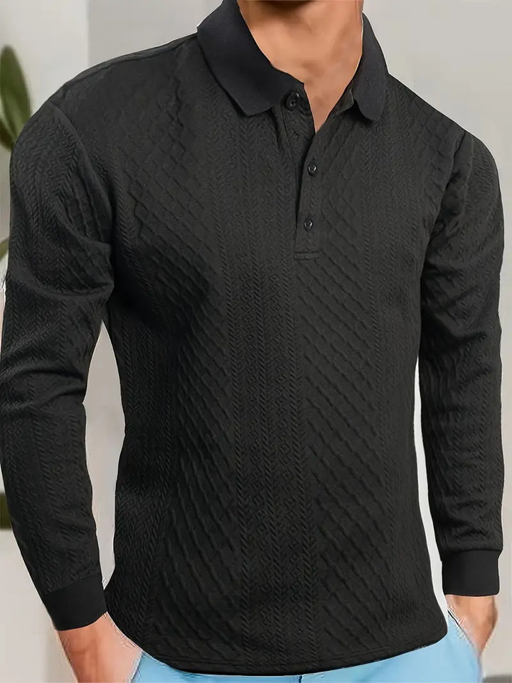 Benoit | Textured T-Shirt with Jacquard Collar