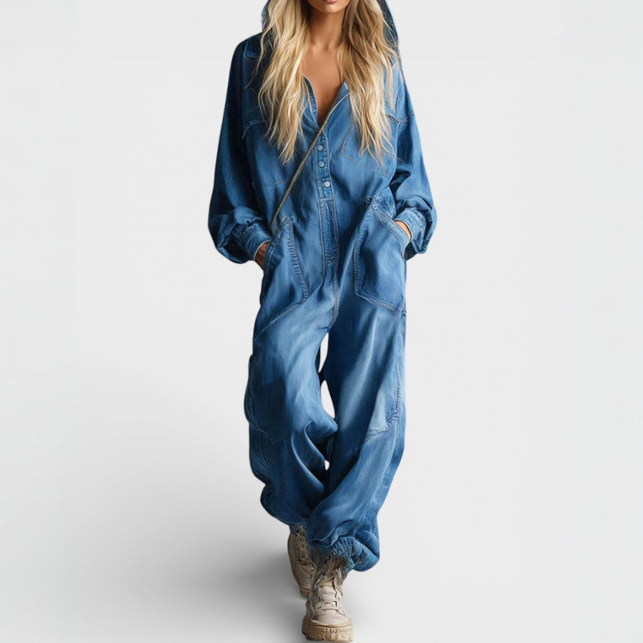 Rhea | Hooded Long Sleeve Jumpsuit