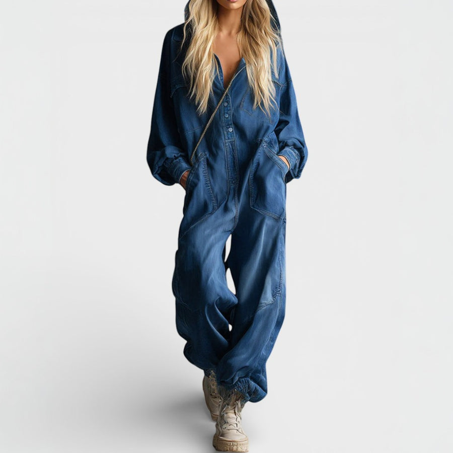 Rhea | Hooded Long Sleeve Jumpsuit