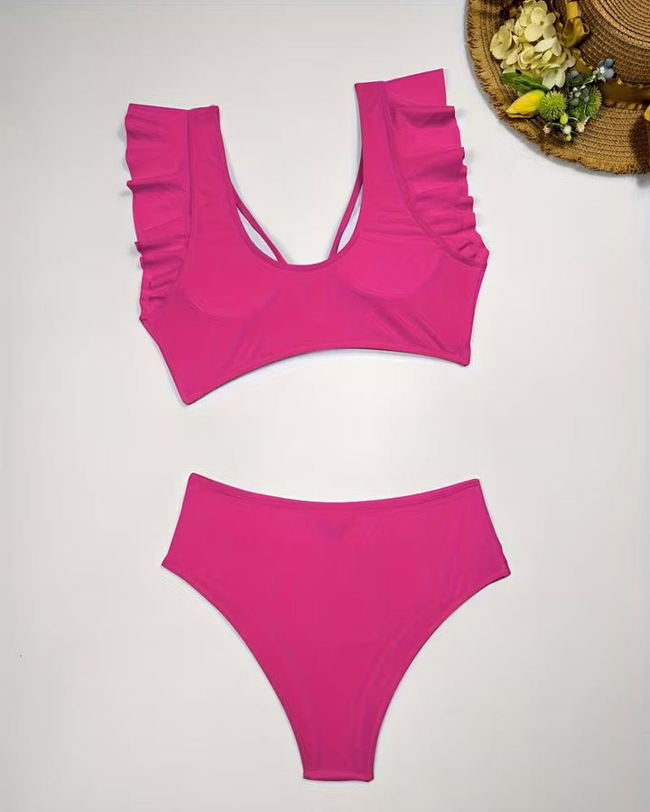 Two-Piece Ruffled Swimsuit with Five-Pointed Star
