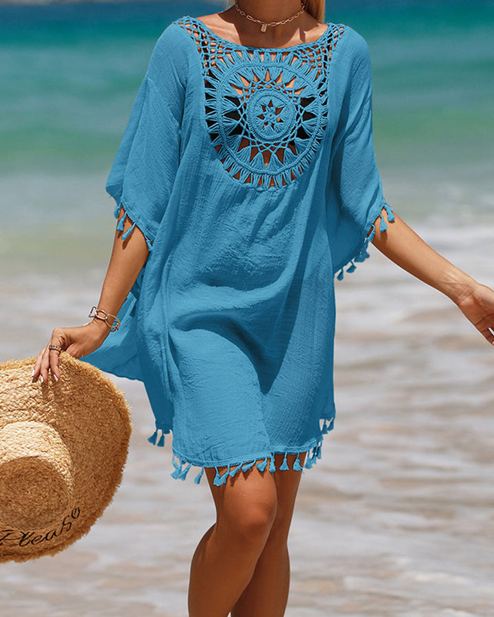 Beach Cover-Up with Pom Poms