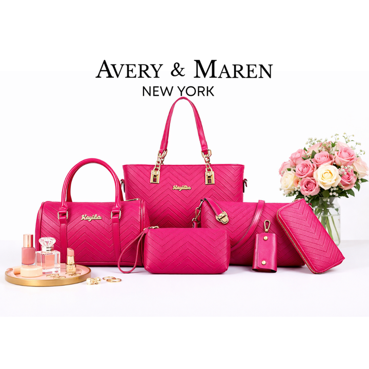 Amanda | Classic 6-Piece PU Leather Tote & Crossbody Bag Set