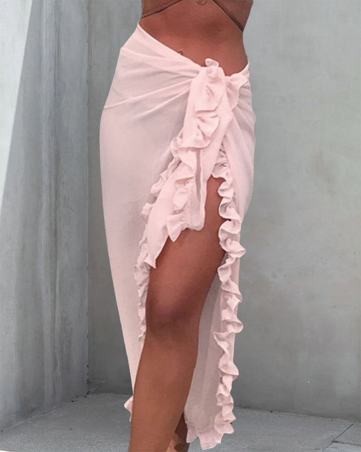 Solid Color Ruffled Cover-Up