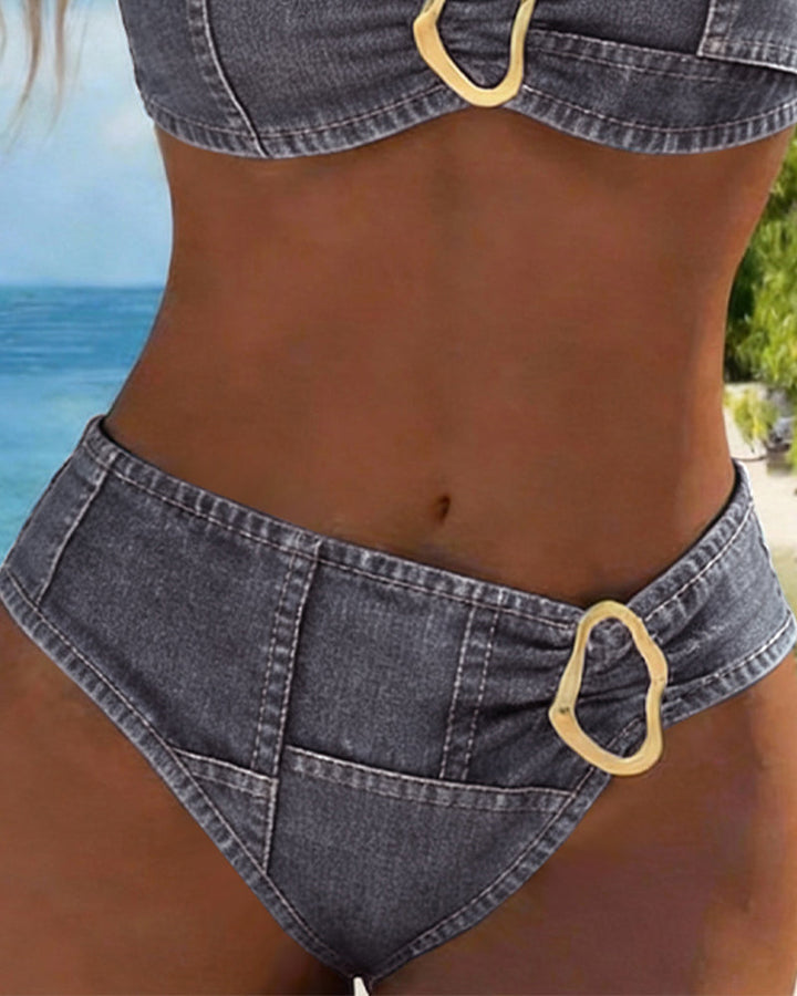 Bikini Suspender with Metal Loop Two-Piece