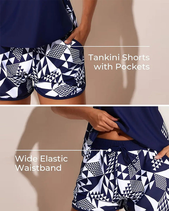 Geometric Print Tankini Swimsuit