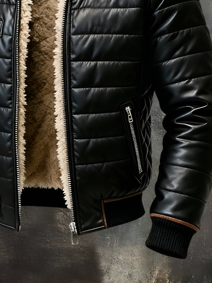 LEVANTAVERSAILLES | BLACK QUILTED JACKET WITH SHERPA LINING
