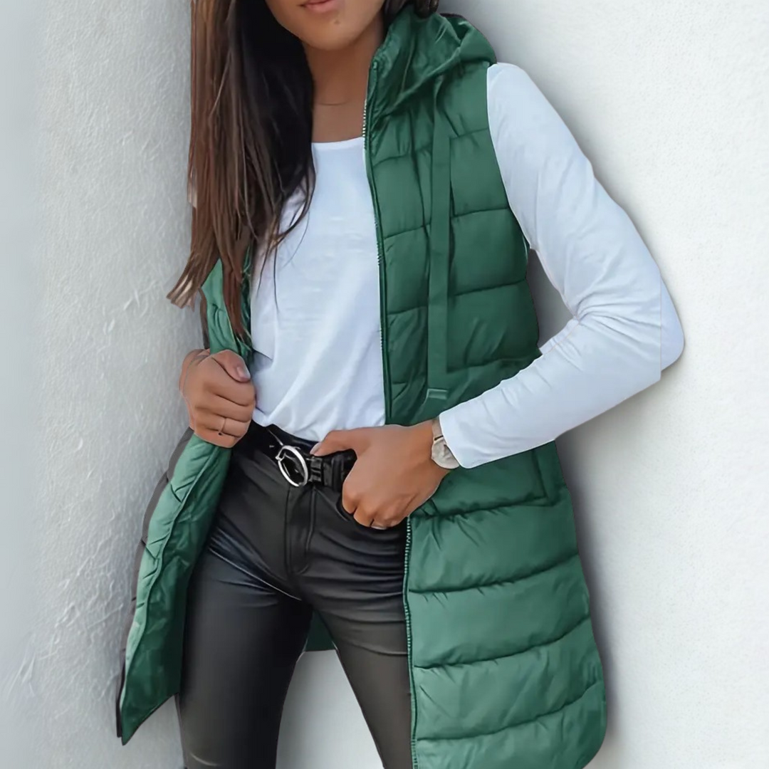Rain | Casual Sleeveless Hooded Long Vest