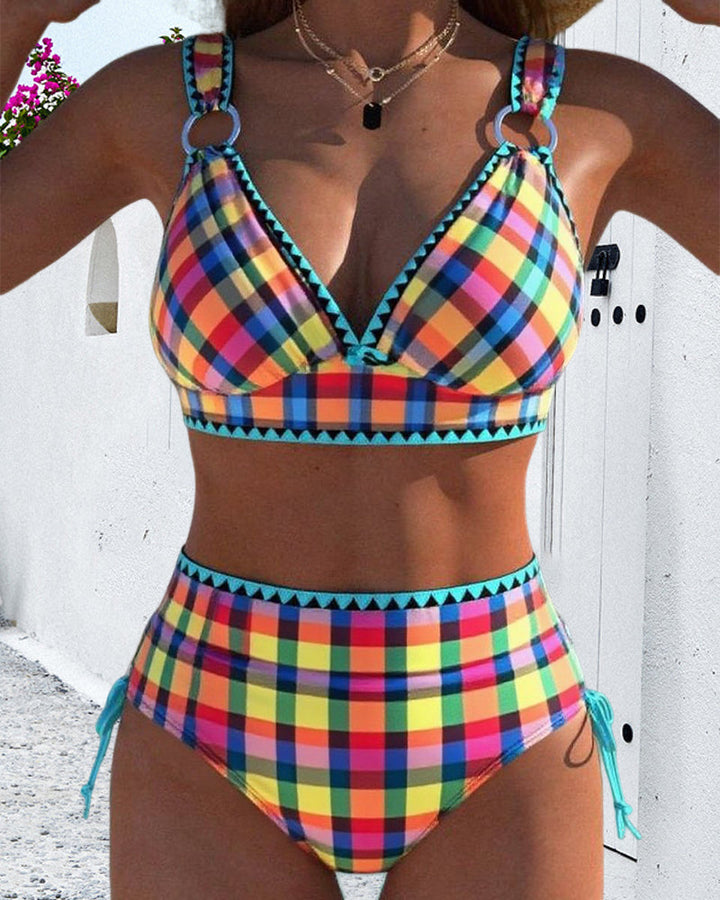 Casual Plaid Two-Piece Bikini