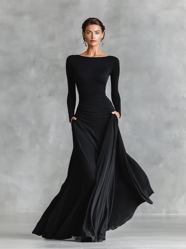 Hestia | Elegant Maxi Dress with Flowing Pleats