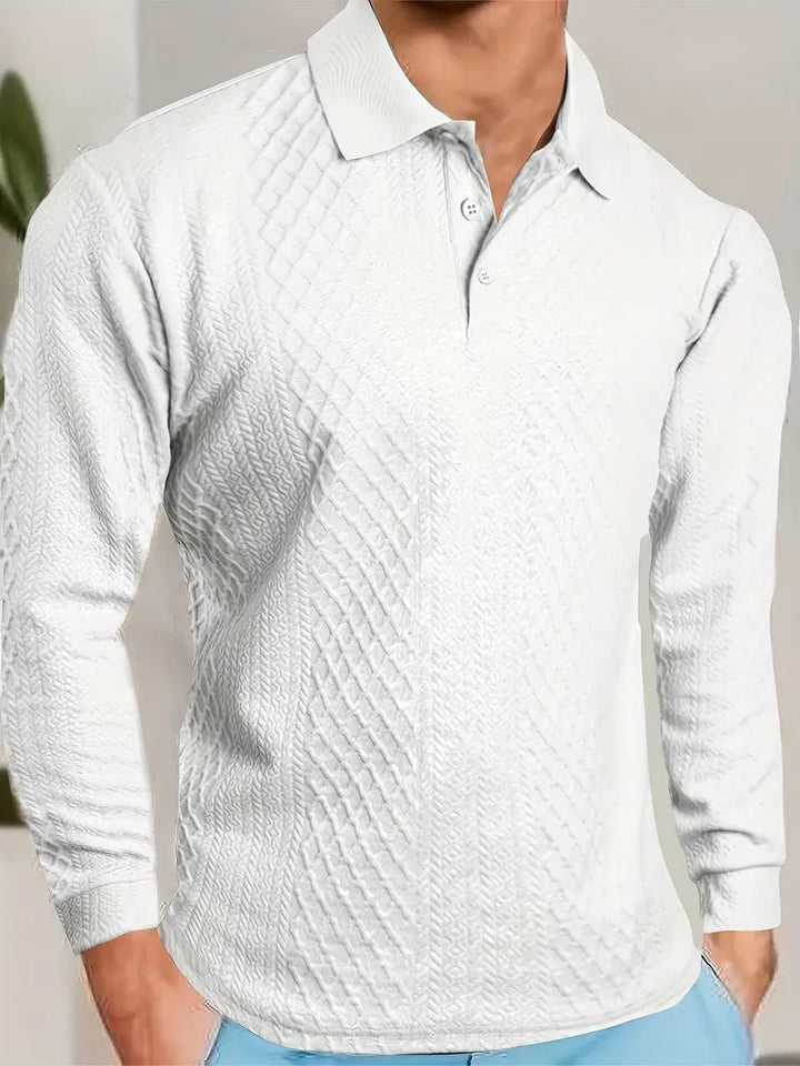 Benoit | Textured T-Shirt with Jacquard Collar