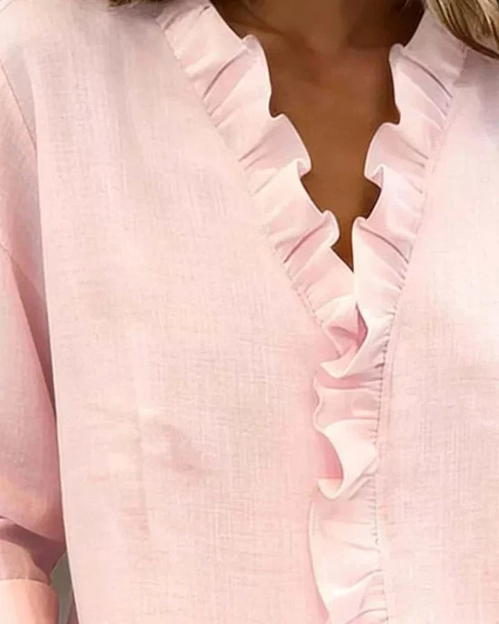 Susan | Ruffled V-Neck Blouse