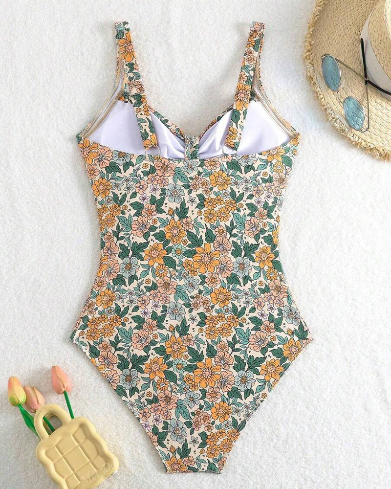 One-Piece Floral Print Swimsuit