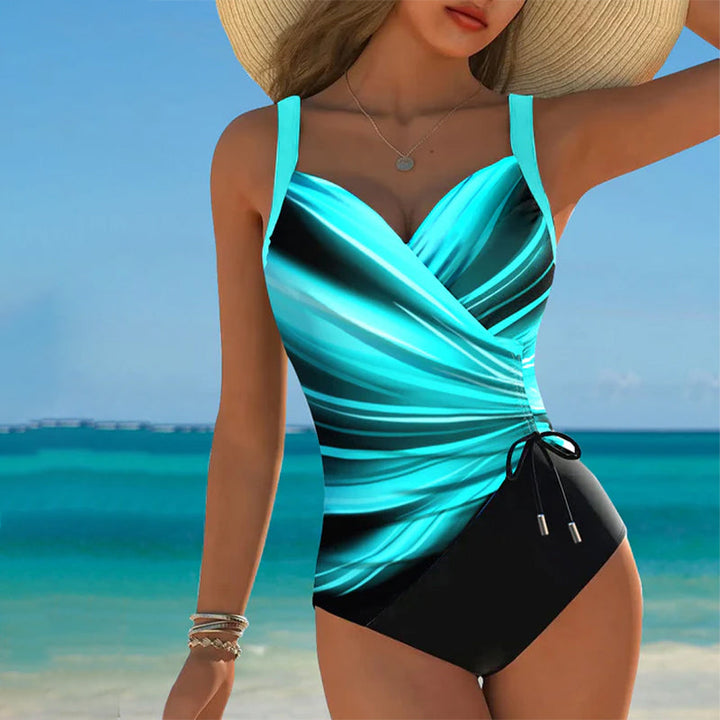 One-Piece Swimsuit with Contrasting Cord