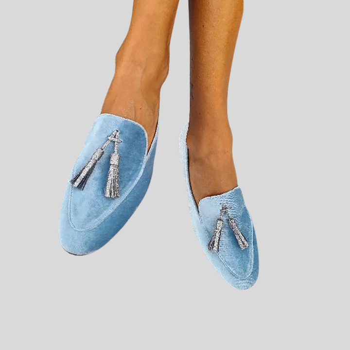 Hadley™ | Silver Tassel Slippers