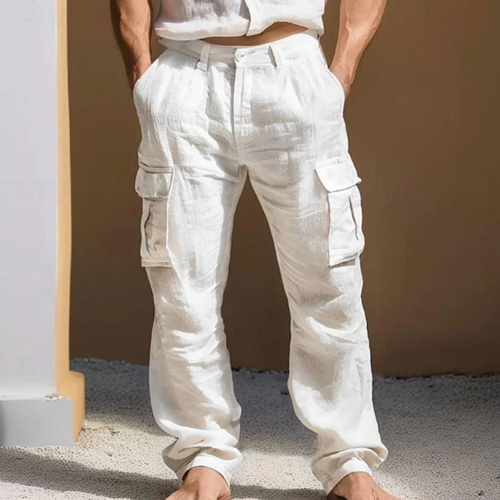 Tim | Relaxed Multi-Pocket Linen Trousers