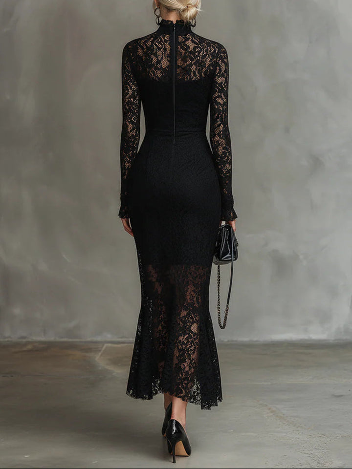 Clarissa | Elegant Lace Fishtail Maxi Dress