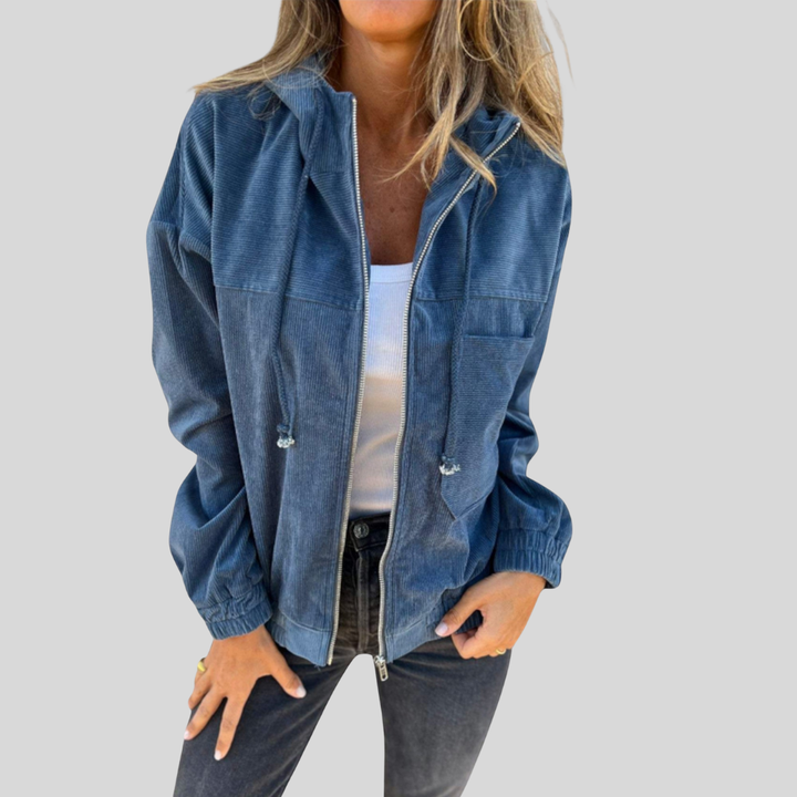 Ella | Corduroy Zip-Up Hooded Jacket
