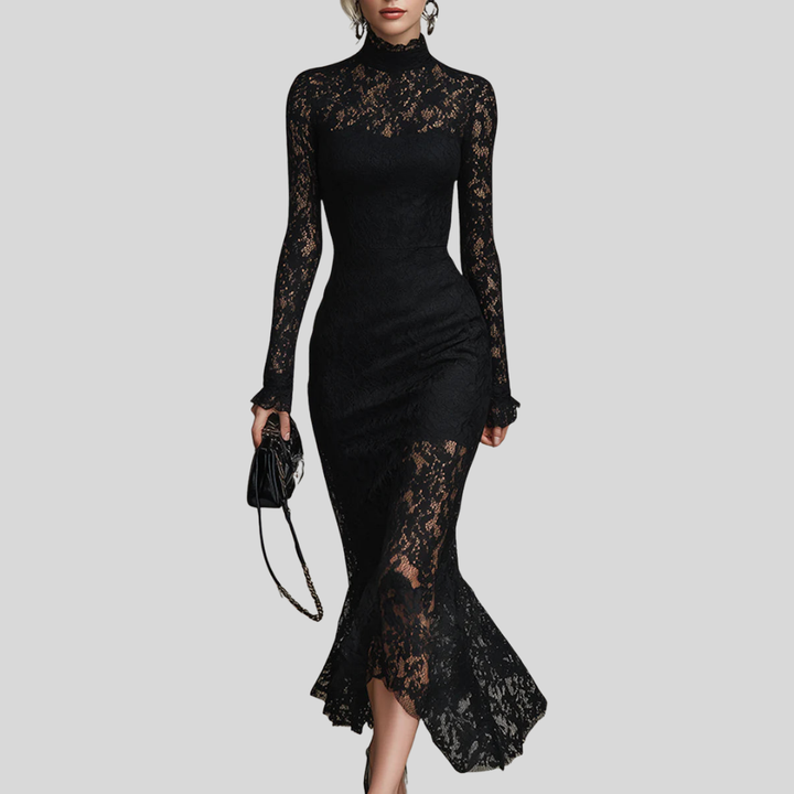 Clarissa | Elegant Lace Fishtail Maxi Dress