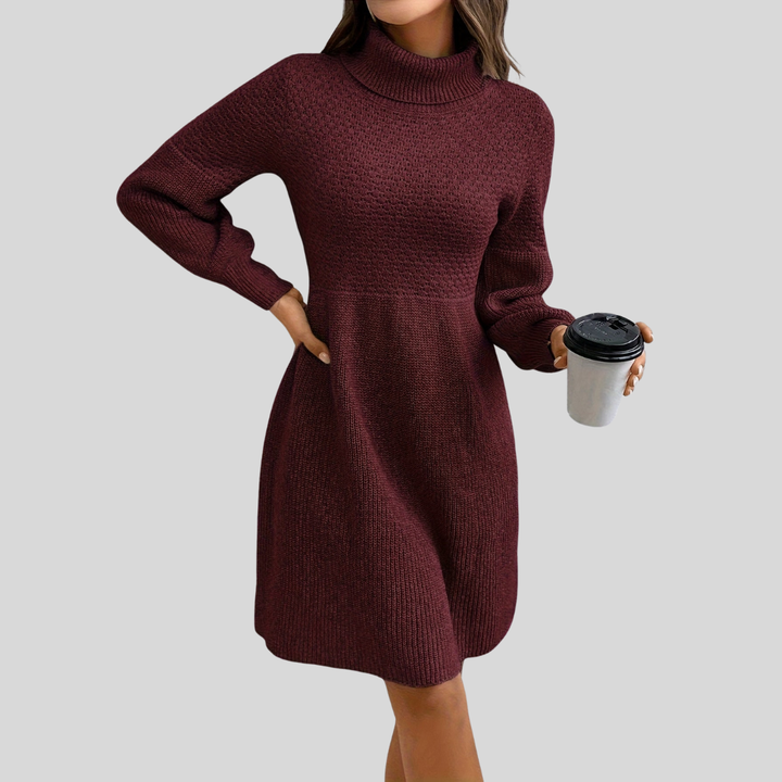 Elara | Elegant High-Neck Knit Sweater Dress