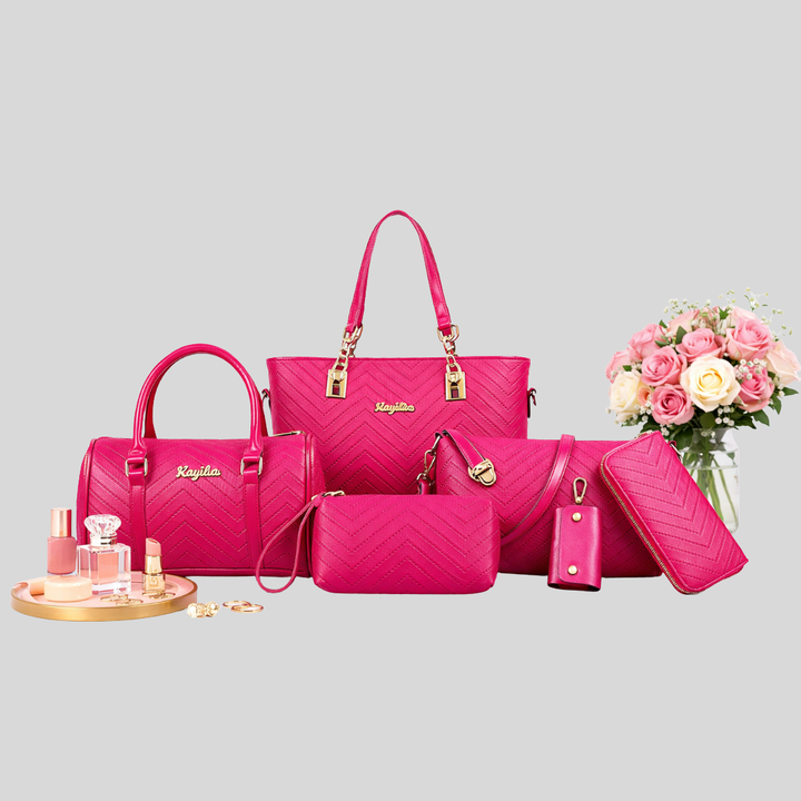 Amanda | Classic 6-Piece PU Leather Tote & Crossbody Bag Set