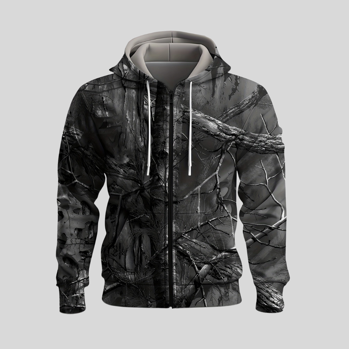 Whitaker - Branch Printed Hoodie With Zip Up