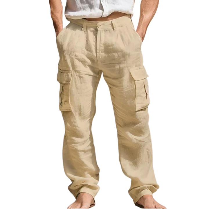 Tim | Relaxed Multi-Pocket Linen Trousers
