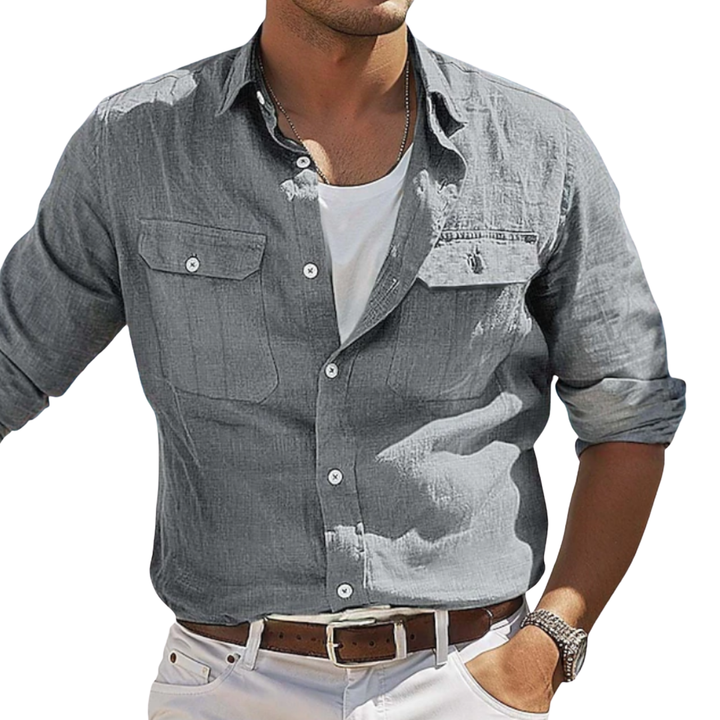 Jann | Linen Button-Up Cargo Shirt