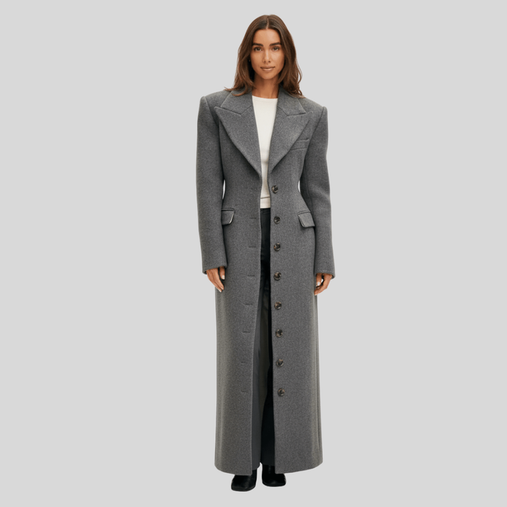 Evelyn | Sculpted Waist Long Tailored Coat