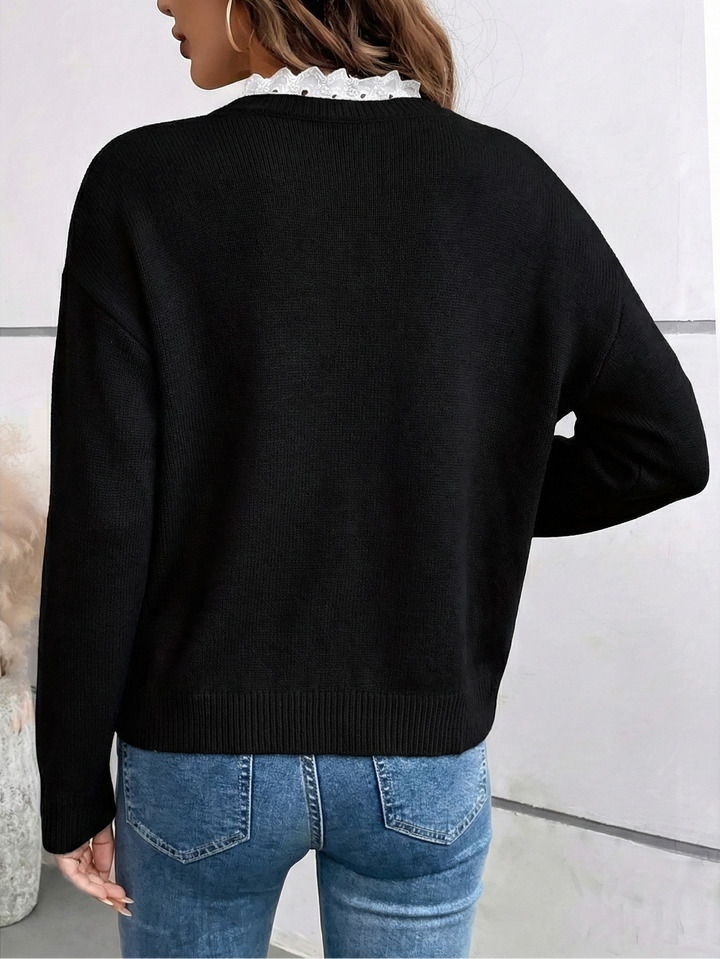 Céline | Sweater with Lace Neckline