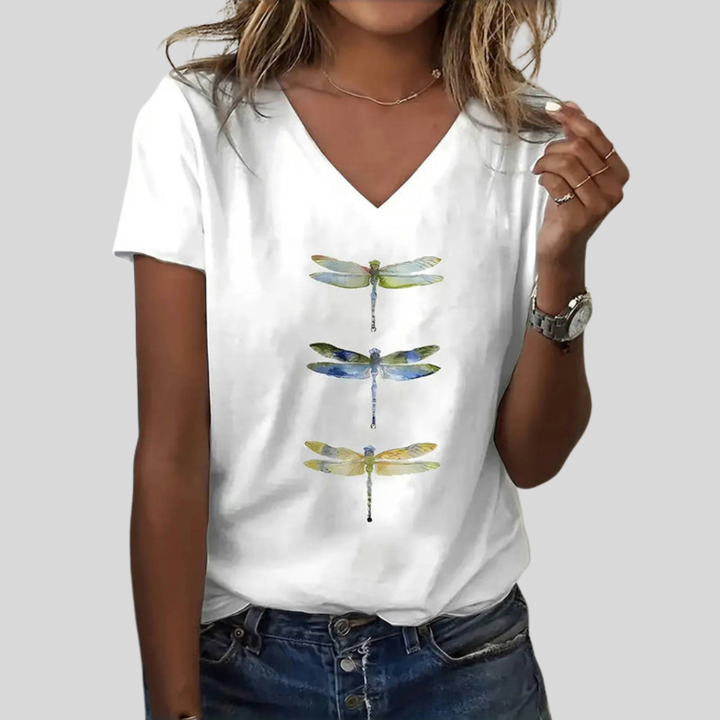 Emily | Casual Printed Dragonfly T-Shirt