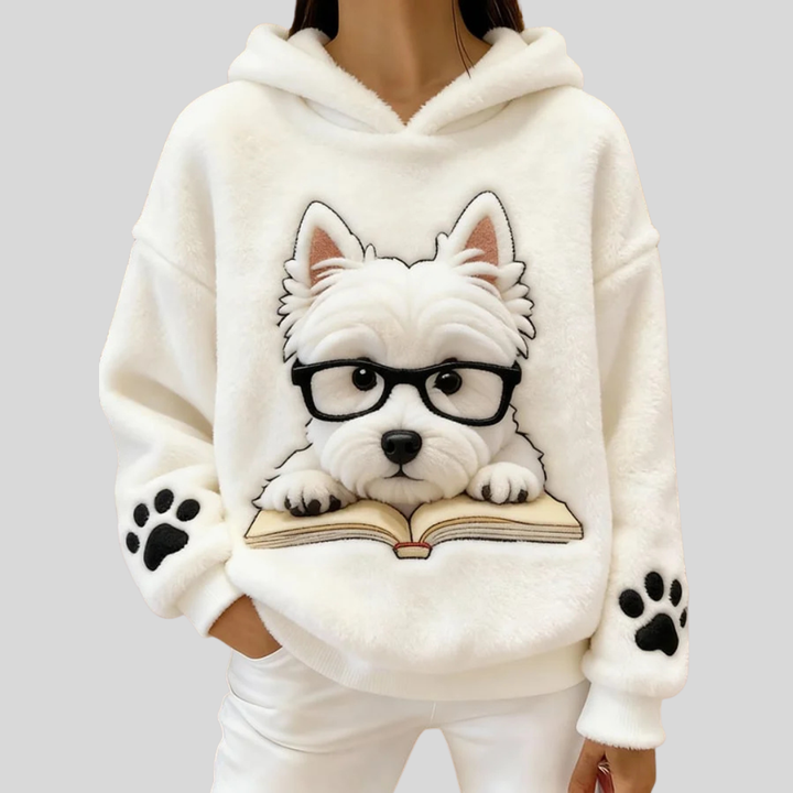 Eglantine | Hooded Sweatshirt with Terrier Print